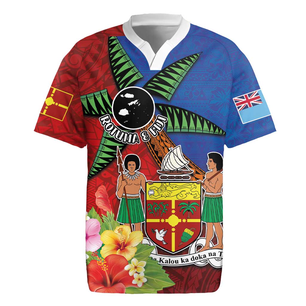 Personalised Fiji and Rotuma Together Rugby Jersey Fjian Masi and Pacific Pattern Mix Culture