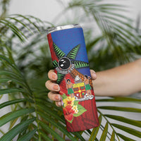 Personalised Fiji and Rotuma Together Skinny Tumbler Fjian Masi and Pacific Pattern Mix Culture