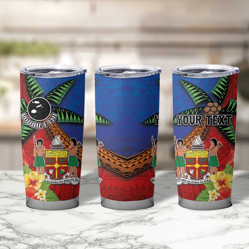 Personalised Fiji and Rotuma Together Tumbler Cup Fjian Masi and Pacific Pattern Mix Culture