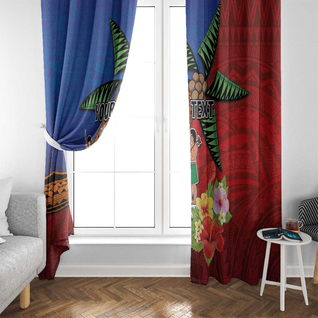 Personalised Fiji and Rotuma Together Window Curtain Fjian Masi and Pacific Pattern Mix Culture