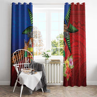 Personalised Fiji and Rotuma Together Window Curtain Fjian Masi and Pacific Pattern Mix Culture