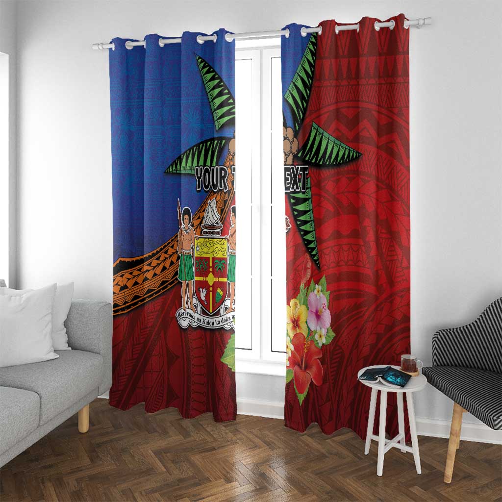 Personalised Fiji and Rotuma Together Window Curtain Fjian Masi and Pacific Pattern Mix Culture