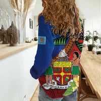 Personalised Fiji and Rotuma Together Women Casual Shirt Fjian Masi and Pacific Pattern Mix Culture