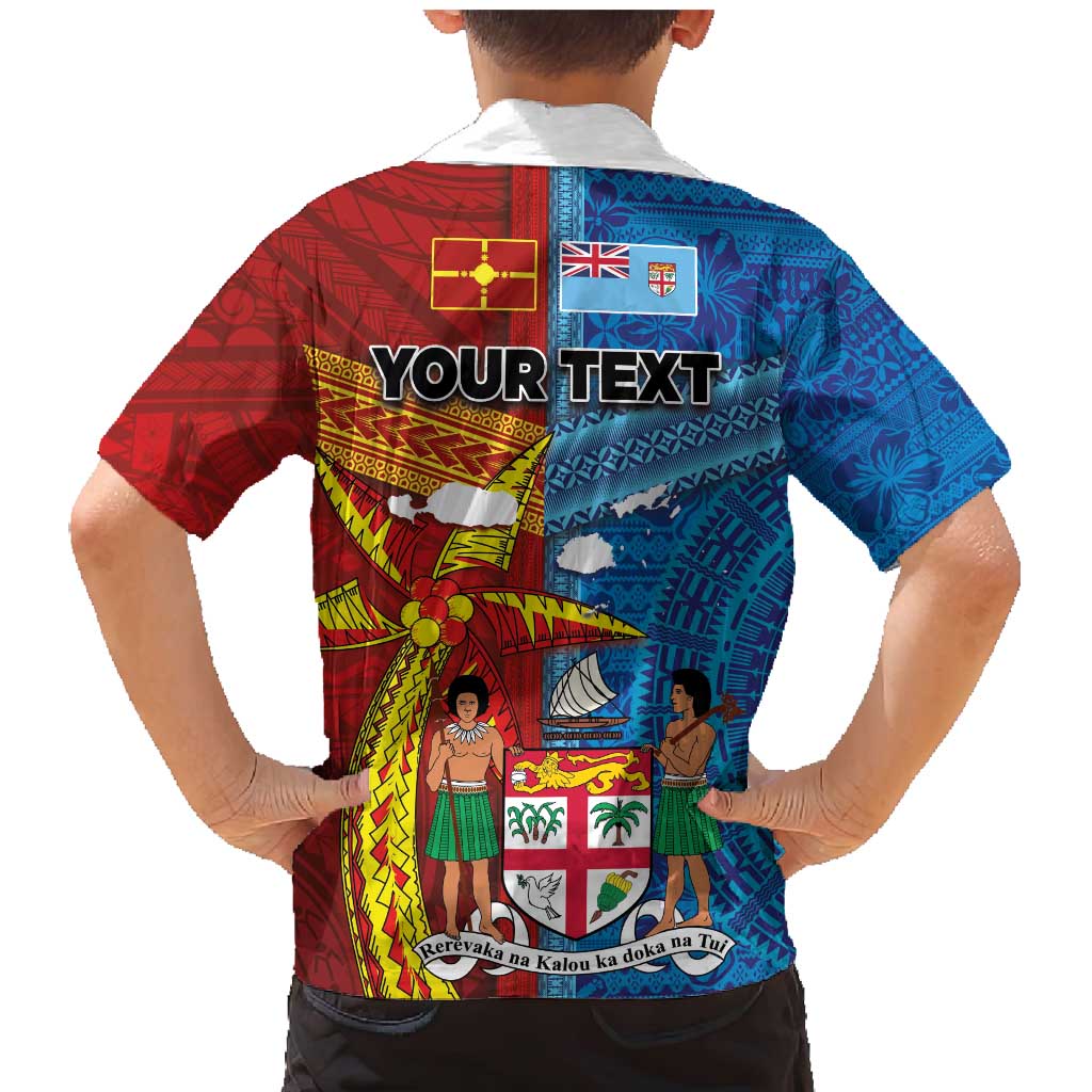 Personalised Fiji and Rotuma Together Family Matching Mermaid Dress and Hawaiian Shirt Tapa and Pacific Art Pattern with Cultural Emblems Half Style