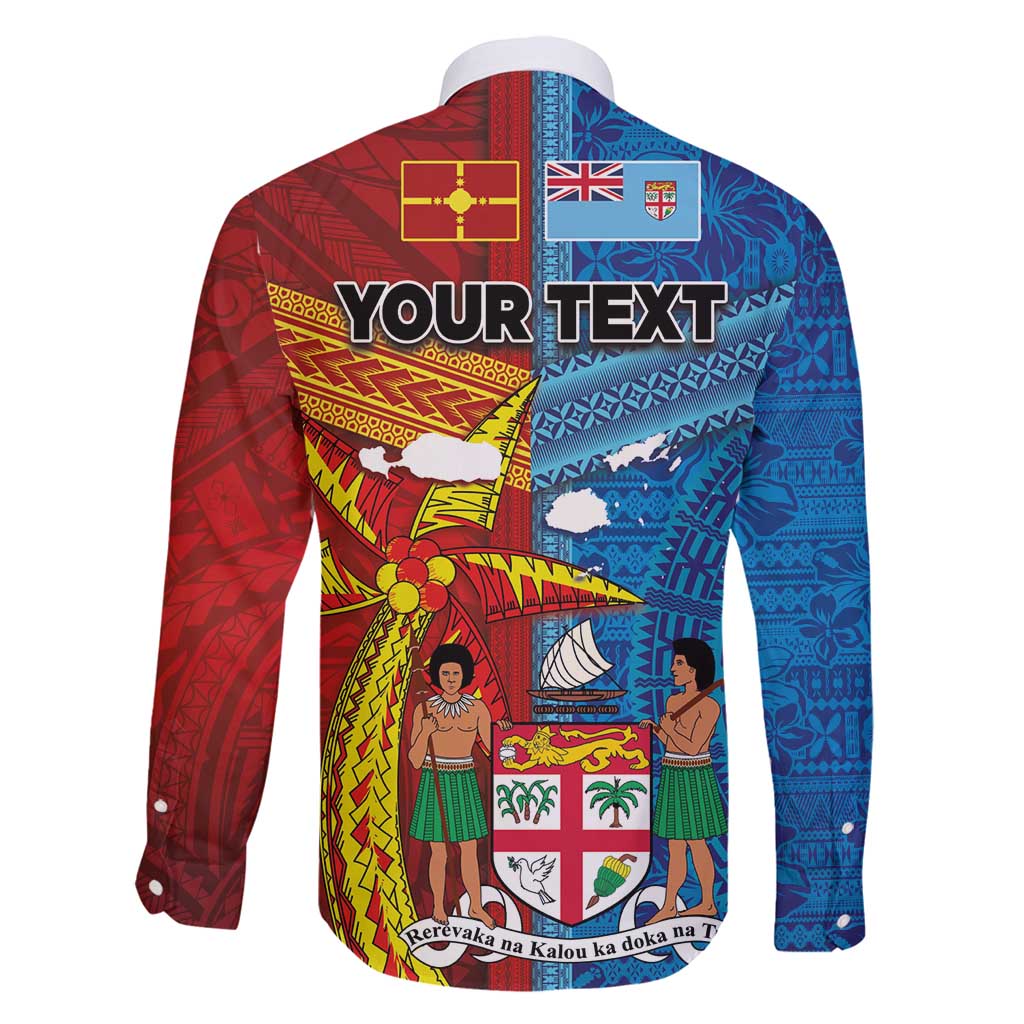 Personalised Fiji and Rotuma Together Family Matching Mermaid Dress and Hawaiian Shirt Tapa and Pacific Art Pattern with Cultural Emblems Half Style