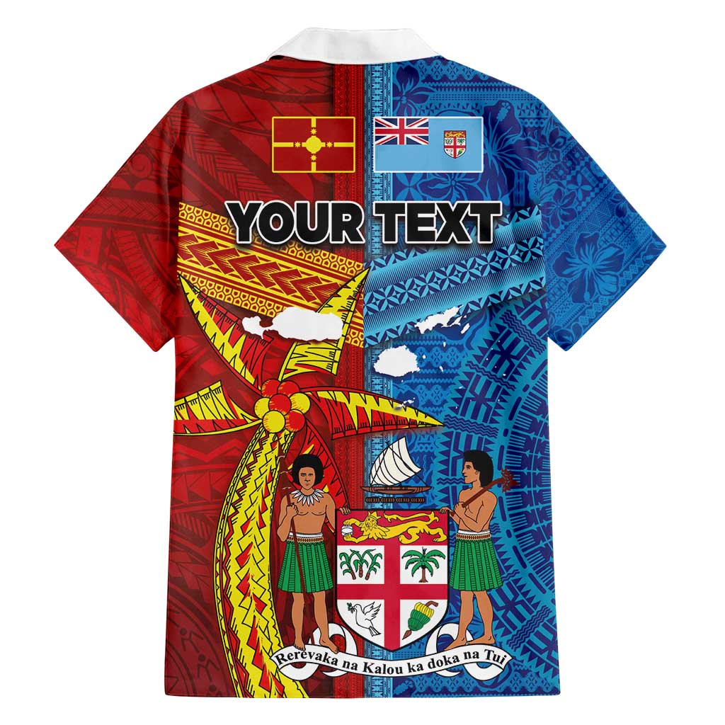 Personalised Fiji and Rotuma Together Family Matching Off Shoulder Maxi Dress and Hawaiian Shirt Tapa and Pacific Art Pattern with Cultural Emblems Half Style