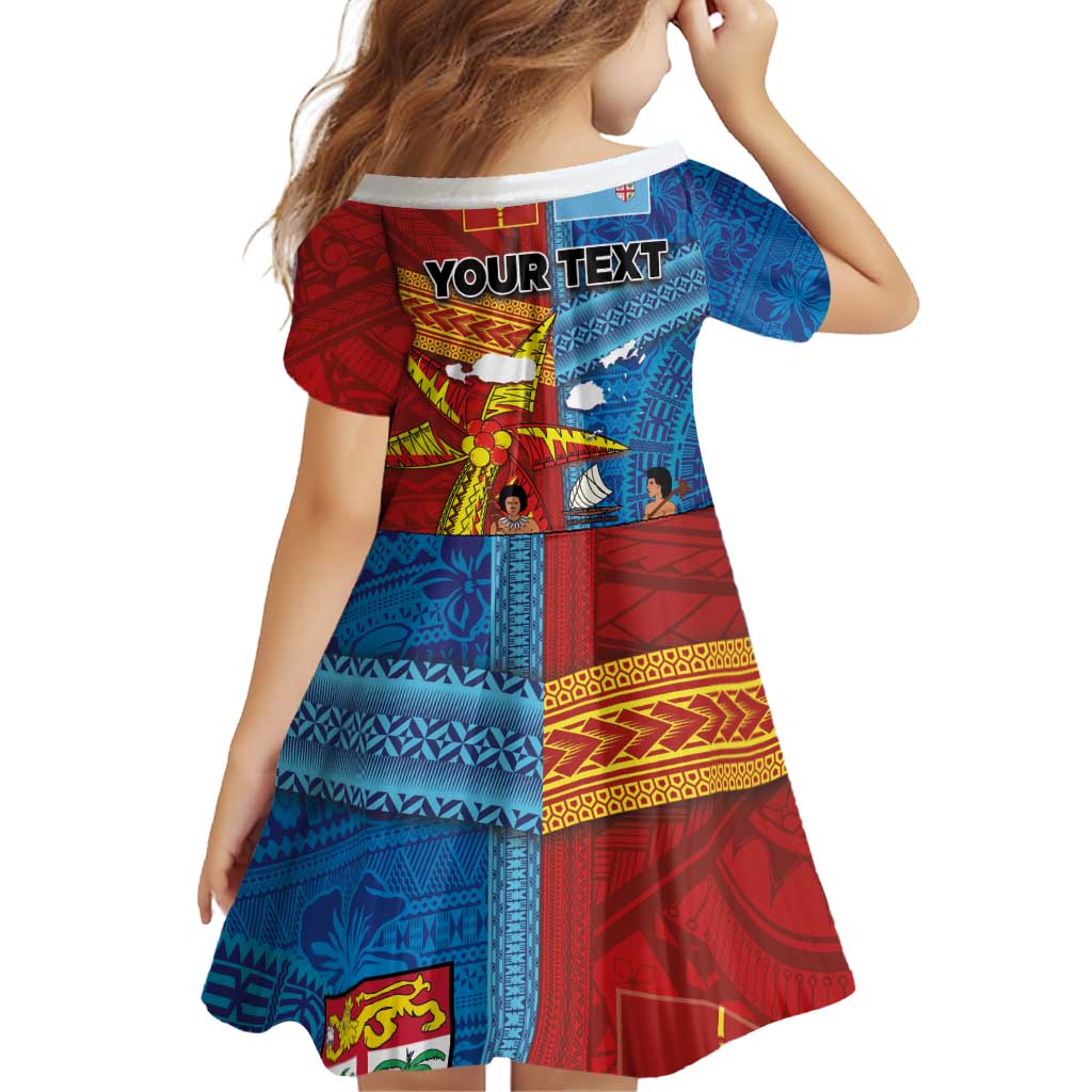 Personalised Fiji and Rotuma Together Family Matching Puletasi and Hawaiian Shirt Tapa and Pacific Art Pattern with Cultural Emblems Half Style