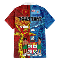 Personalised Fiji and Rotuma Together Family Matching Summer Maxi Dress and Hawaiian Shirt Tapa and Pacific Art Pattern with Cultural Emblems Half Style