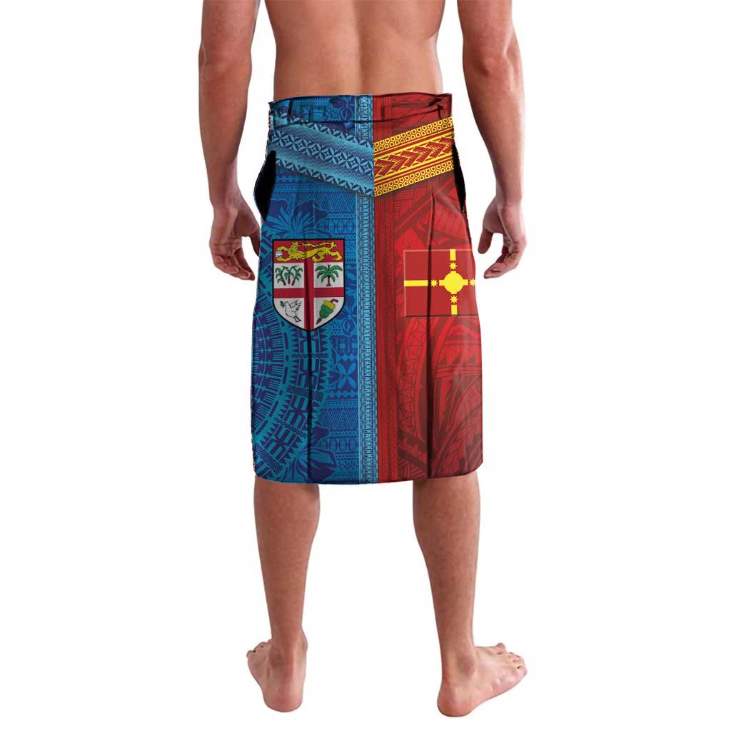 Personalised Fiji and Rotuma Together Lavalava Tapa and Pacific Art Pattern with Cultural Emblems Half Style