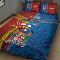 Personalised Fiji and Rotuma Together Quilt Bed Set Tapa and Pacific Art Pattern with Cultural Emblems Half Style