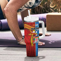 Personalised Fiji and Rotuma Together Tumbler With Handle Tapa and Pacific Art Pattern with Cultural Emblems Half Style
