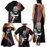 New Zealand Maori Warrior Rugby Family Matching Tank Maxi Dress and Hawaiian Shirt Maori and Silver Fern Half Style