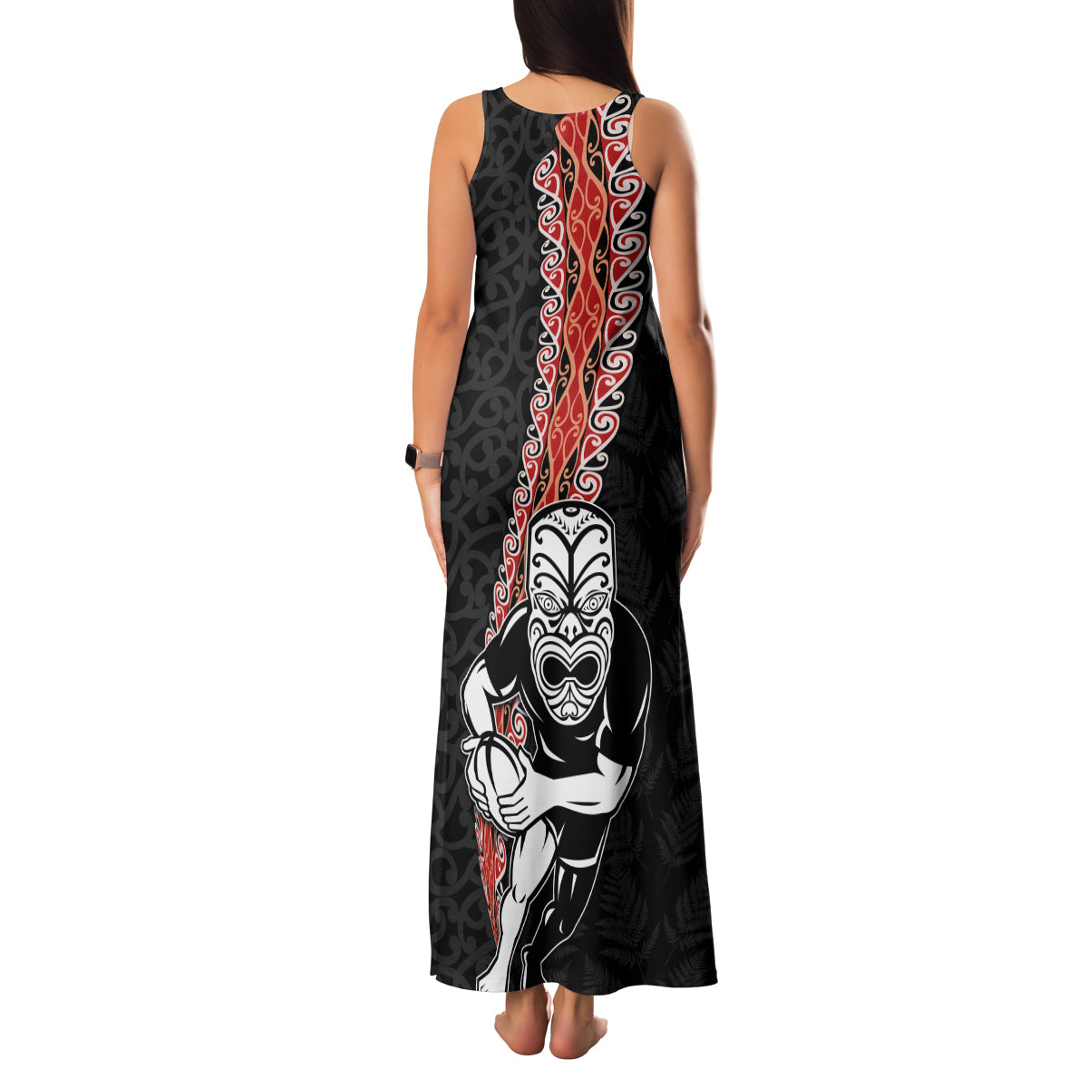 New Zealand Maori Warrior Rugby Family Matching Tank Maxi Dress and Hawaiian Shirt Maori and Silver Fern Half Style