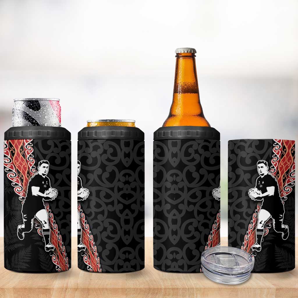 New Zealand Maori Rugby Player 4 in 1 Can Cooler Tumbler Maori and Silver Fern Half Style