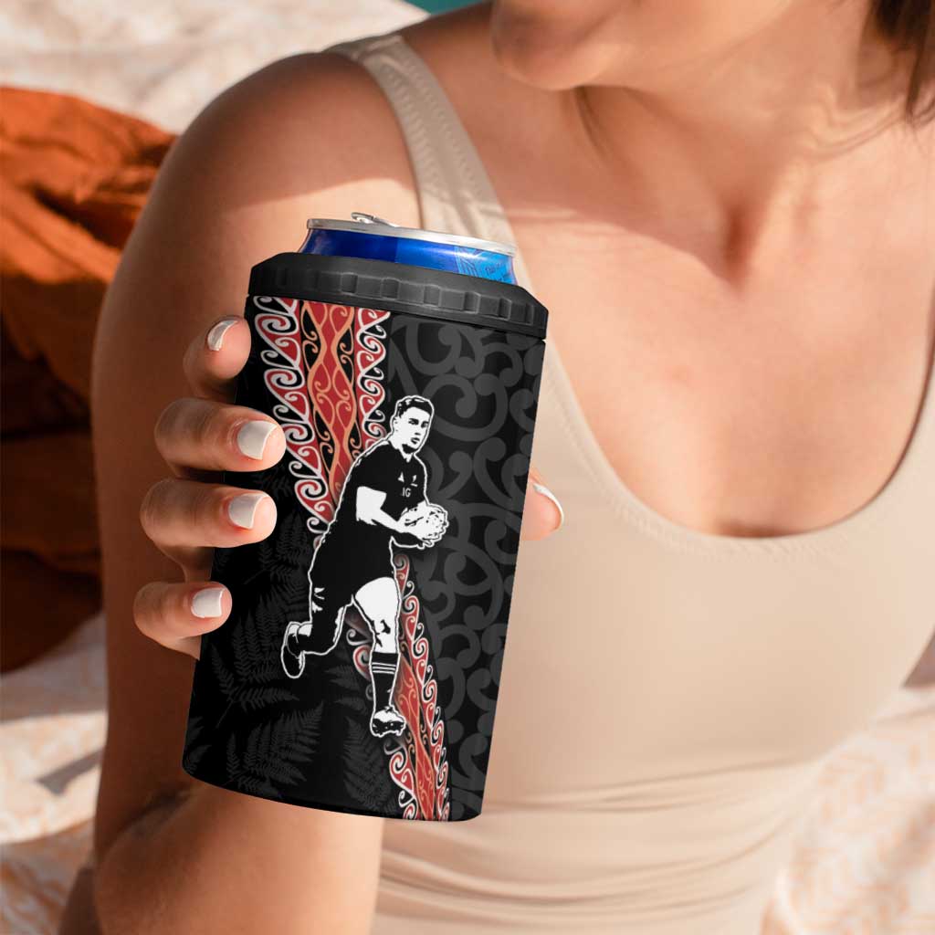 New Zealand Maori Rugby Player 4 in 1 Can Cooler Tumbler Maori and Silver Fern Half Style