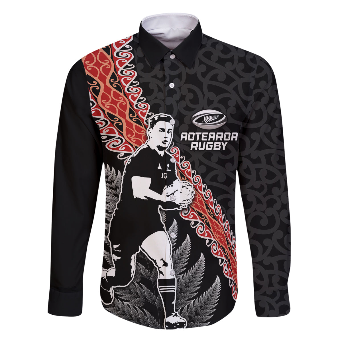 New Zealand Maori Rugby Player Family Matching Mermaid Dress and Hawaiian Shirt Maori and Silver Fern Half Style