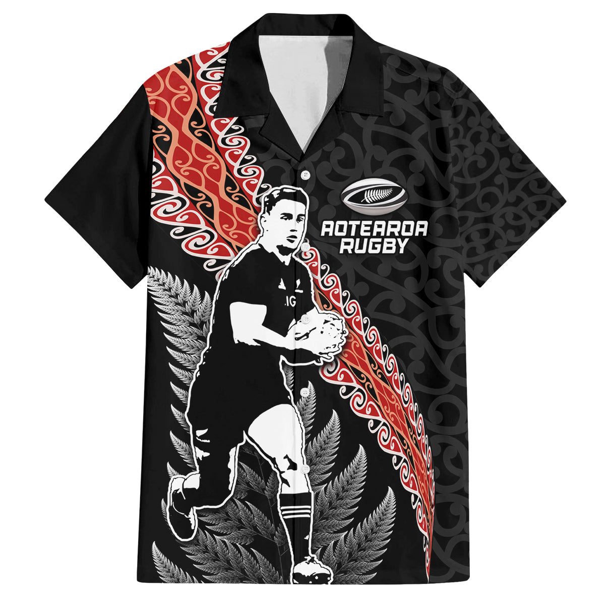 New Zealand Maori Rugby Player Family Matching Tank Maxi Dress and Hawaiian Shirt Maori and Silver Fern Half Style