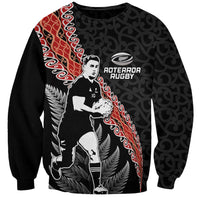 New Zealand Maori Rugby Player Sweatshirt Maori and Silver Fern Half Style