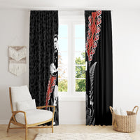 New Zealand Maori Rugby Player Window Curtain Maori and Silver Fern Half Style