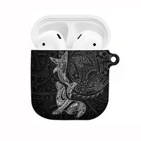 Hawaiian Monk Seal and Whale AirPods Case Kakau Tribal Pattern Grayscale