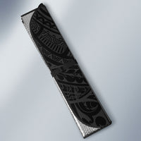 Hawaiian Monk Seal and Whale Auto Sun Shade Kakau Tribal Pattern Grayscale