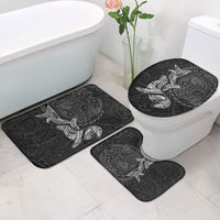 Hawaiian Monk Seal and Whale Bathroom Set Kakau Tribal Pattern Grayscale