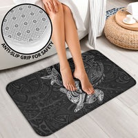 Hawaiian Monk Seal and Whale Bathroom Set Kakau Tribal Pattern Grayscale