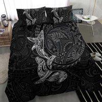 Hawaiian Monk Seal and Whale Bedding Set Kakau Tribal Pattern Grayscale