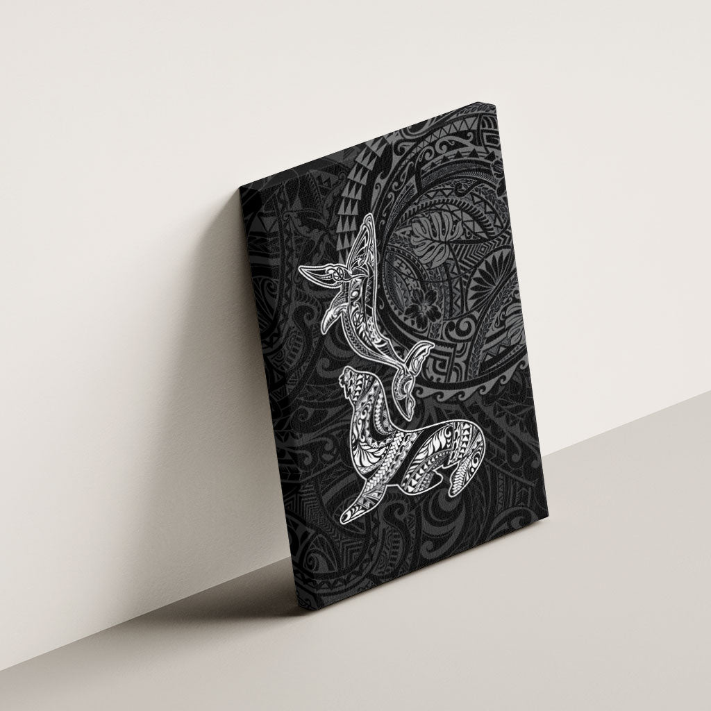 Hawaiian Monk Seal and Whale Canvas Wall Art Kakau Tribal Pattern Grayscale