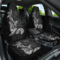 Hawaiian Monk Seal and Whale Car Seat Cover Kakau Tribal Pattern Grayscale