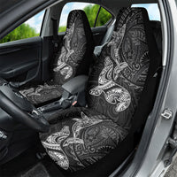 Hawaiian Monk Seal and Whale Car Seat Cover Kakau Tribal Pattern Grayscale