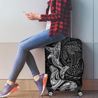 Hawaiian Monk Seal and Whale Luggage Cover Kakau Tribal Pattern Grayscale LT03 - Polynesian Pride