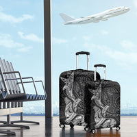 Hawaiian Monk Seal and Whale Luggage Cover Kakau Tribal Pattern Grayscale LT03 - Polynesian Pride