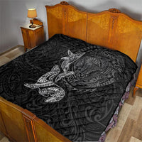 Hawaiian Monk Seal and Whale Quilt Kakau Tribal Pattern Grayscale