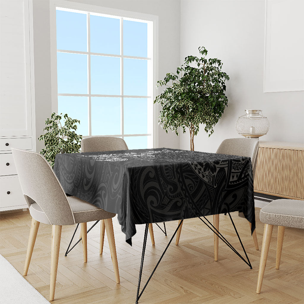 Hawaiian Monk Seal and Whale Tablecloth Kakau Tribal Pattern Grayscale