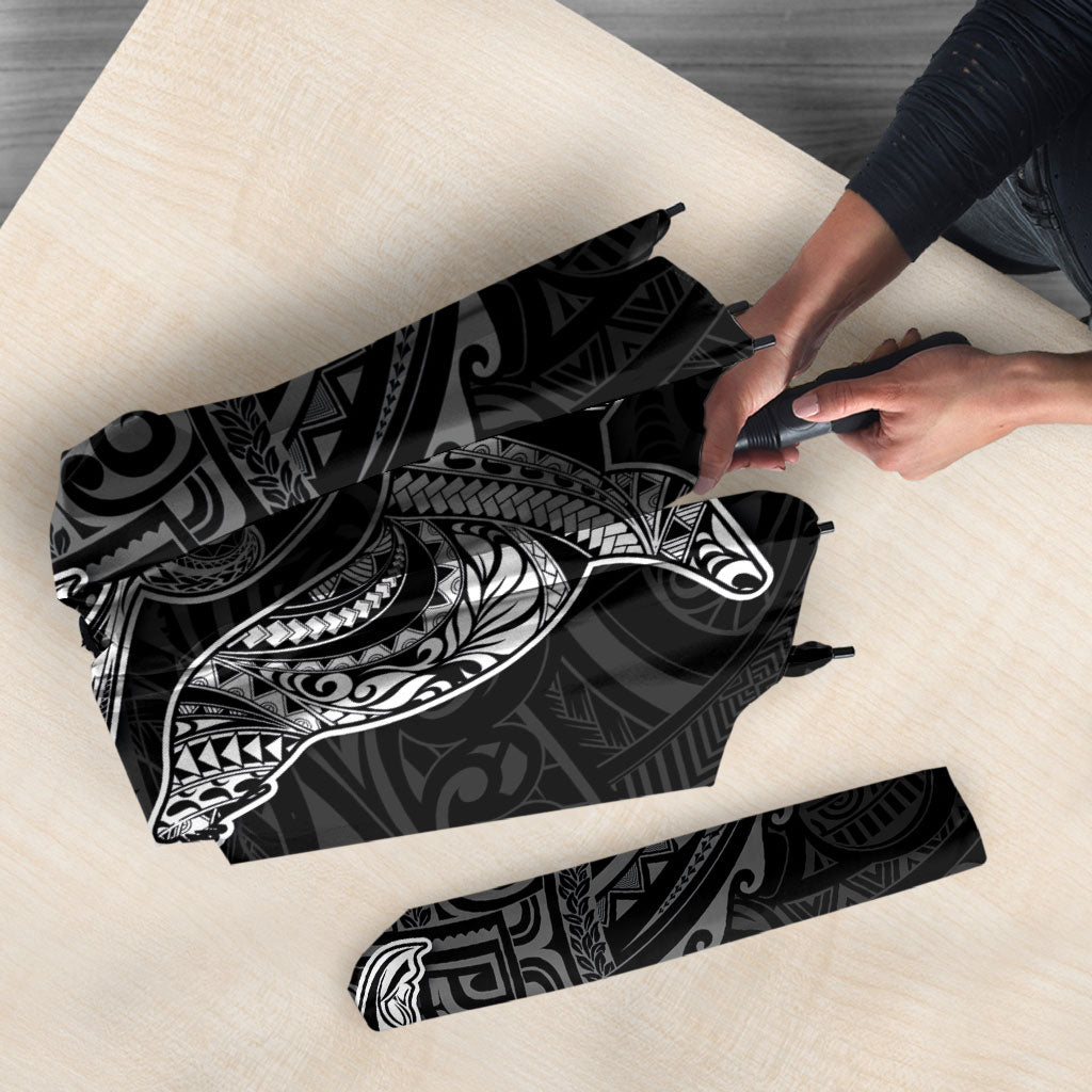 Hawaiian Monk Seal and Whale Umbrella Kakau Tribal Pattern Grayscale