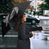 Hawaiian Monk Seal and Whale Umbrella Kakau Tribal Pattern Grayscale