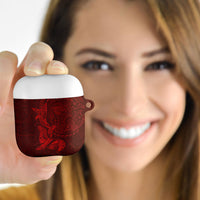 Hawaiian Monk Seal and Whale AirPods Case Kakau Tribal Pattern Red Color