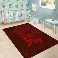 Hawaiian Monk Seal and Whale Area Rug Kakau Tribal Pattern Red Color LT03 - Polynesian Pride