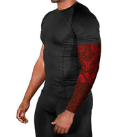 Hawaiian Monk Seal and Whale Arm Sleeves Kakau Tribal Pattern Red Color LT03 - Polynesian Pride
