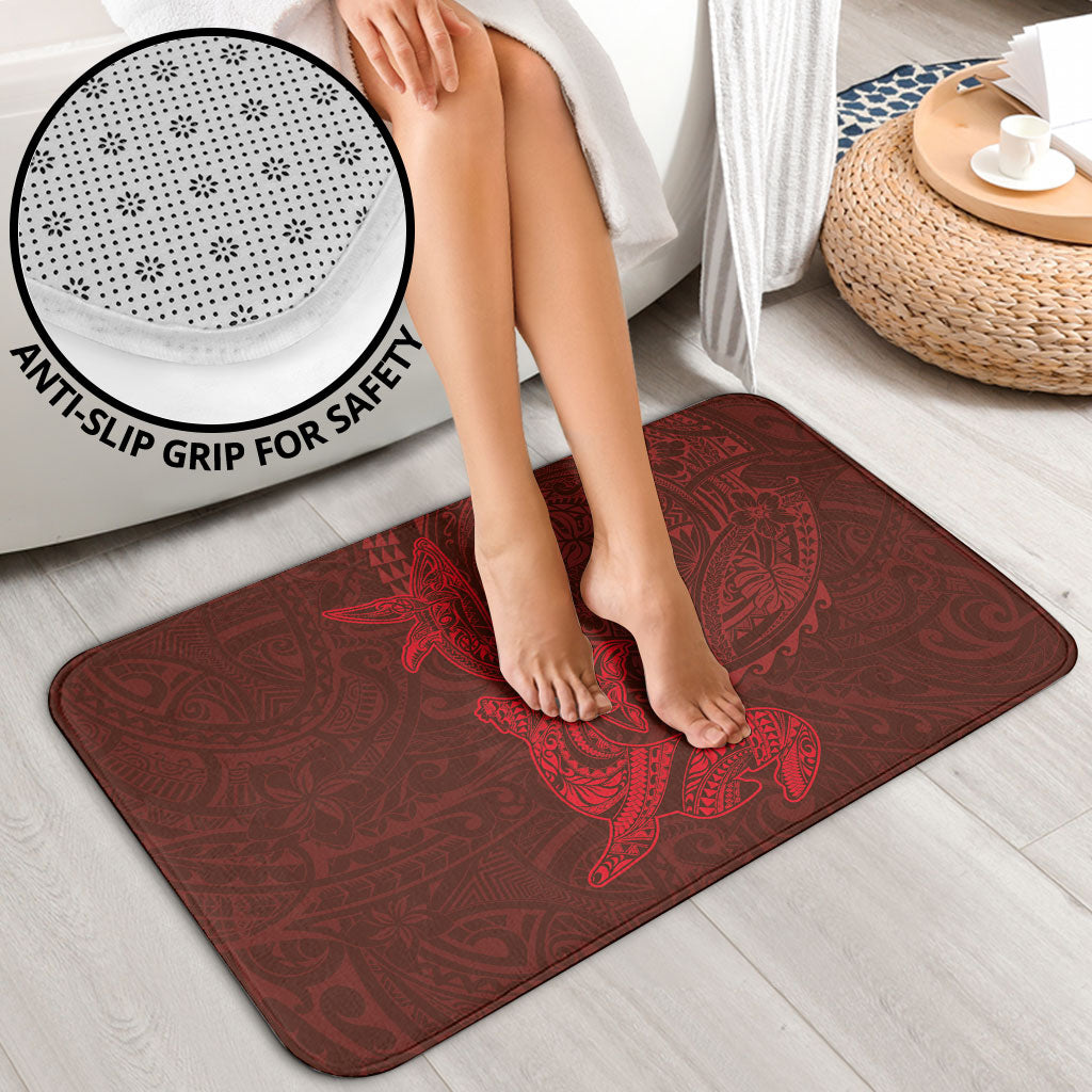 Hawaiian Monk Seal and Whale Bathroom Set Kakau Tribal Pattern Red Color