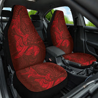 Hawaiian Monk Seal and Whale Car Seat Cover Kakau Tribal Pattern Red Color