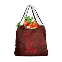 Hawaiian Monk Seal and Whale Grocery Bag Kakau Tribal Pattern Red Color LT03 1-pack One Size Red - Polynesian Pride