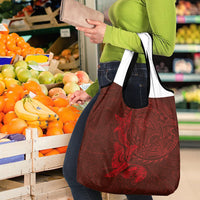 Hawaiian Monk Seal and Whale Grocery Bag Kakau Tribal Pattern Red Color LT03 - Polynesian Pride