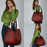 Hawaiian Monk Seal and Whale Grocery Bag Kakau Tribal Pattern Red Color LT03 - Polynesian Pride