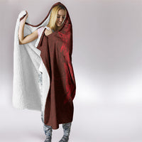 Hawaiian Monk Seal and Whale Hooded Blanket Kakau Tribal Pattern Red Color
