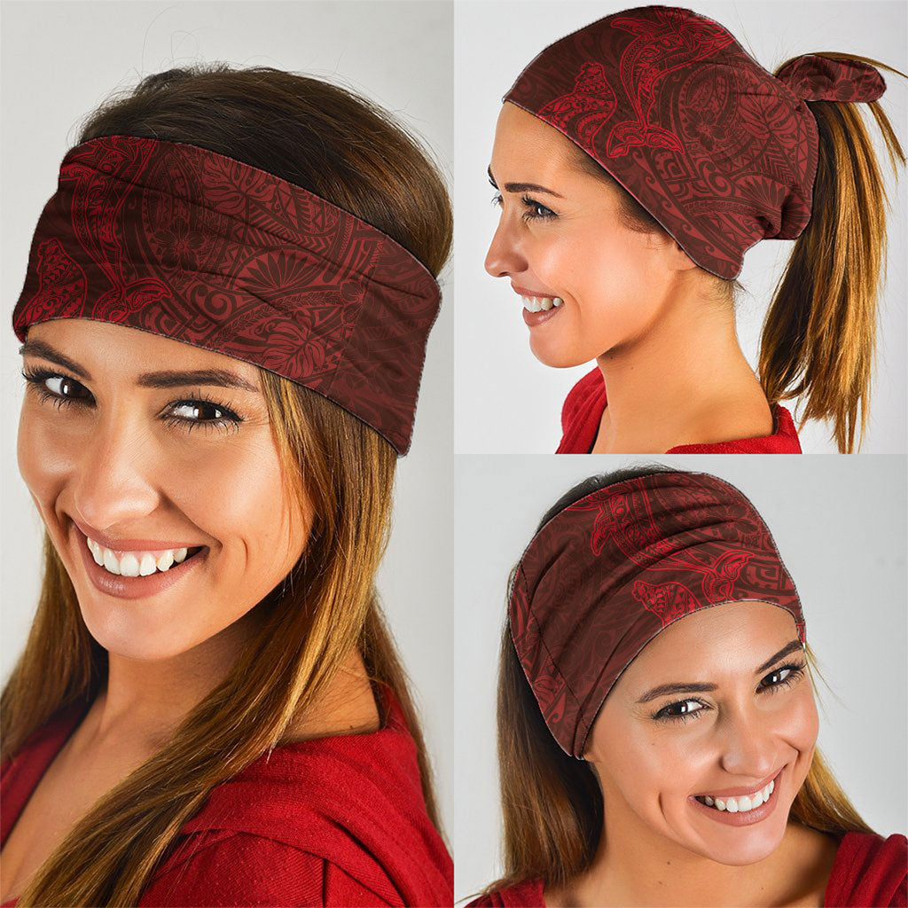 Hawaiian Monk Seal and Whale Neck Gaiter Kakau Tribal Pattern Red Color LT03 - Polynesian Pride