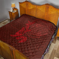 Hawaiian Monk Seal and Whale Quilt Kakau Tribal Pattern Red Color