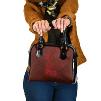Hawaiian Monk Seal and Whale Shoulder Handbag Kakau Tribal Pattern Red Color LT03 One Size Red - Polynesian Pride