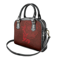 Hawaiian Monk Seal and Whale Shoulder Handbag Kakau Tribal Pattern Red Color LT03 - Polynesian Pride